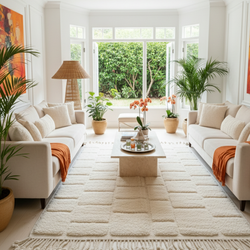 Tapis berbère blanc à carreaux - 150 x 250 cm - Atlas Square