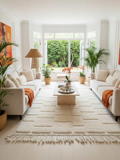 Tapis berbère blanc à carreaux - 150 x 250 cm - Atlas Square