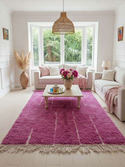 Tapis berbère coloré rose - 156 x 242 cm - Pink mirage
