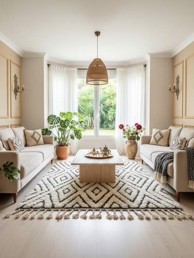 Tapis berbère noir et blanc - 150 x 250 cm - Berber Moonline