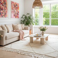 Tapis berbère blanc à losanges - 155 x 263 cm - Berber Cloud