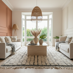 Tapis berbère noir et blanc effet pierre - 200 x 280 cm - Black stone