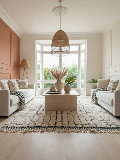 Tapis berbère noir et blanc effet pierre - 200 x 280 cm - Black stone