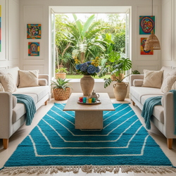 Tapis berbère coloré bleu - 159 x 246 cm - Blue majorelle