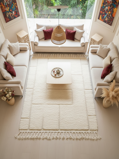 Tapis berbère blanc  - 161 x 258 cm - Whisper lines