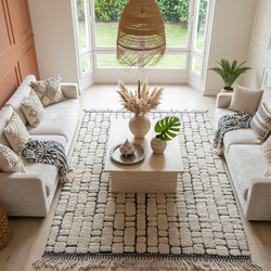 Tapis berbère noir et blanc effet pierre - 200 x 280 cm - Black stone