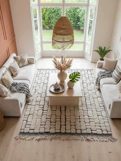 Tapis berbère noir et blanc effet pierre - 200 x 280 cm - Black stone