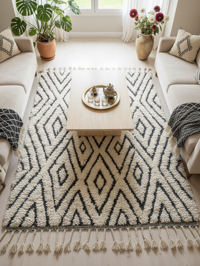 Tapis berbère noir et blanc - 150 x 250 cm - Berber Moonline