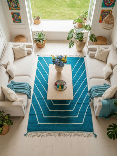 Tapis berbère coloré bleu - 159 x 246 cm - Blue majorelle