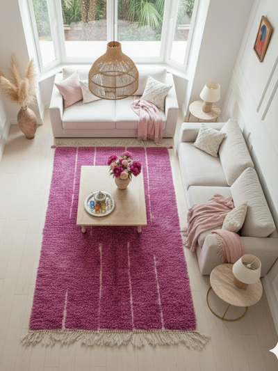 Tapis berbère coloré rose - 156 x 242 cm - Pink mirage