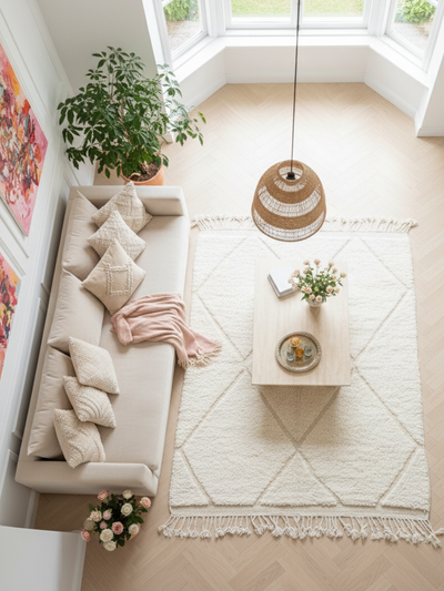 Tapis berbère blanc à losanges - 155 x 263 cm - Berber Cloud