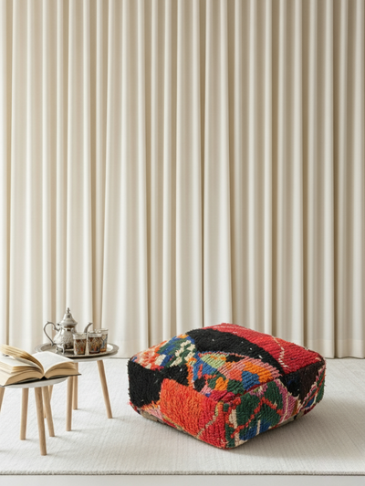 Pouf Berbère Marocain coloré 60 x 60 cm - 005