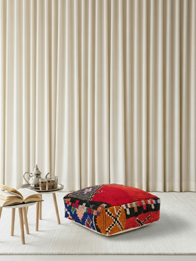 Pouf Berbère Marocain coloré 60 x 60 cm - 006