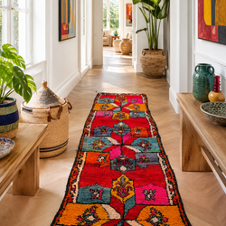 Tapis couloir berbère vintage multicolore - 100 x 300 cm - Sunfire Mosaic