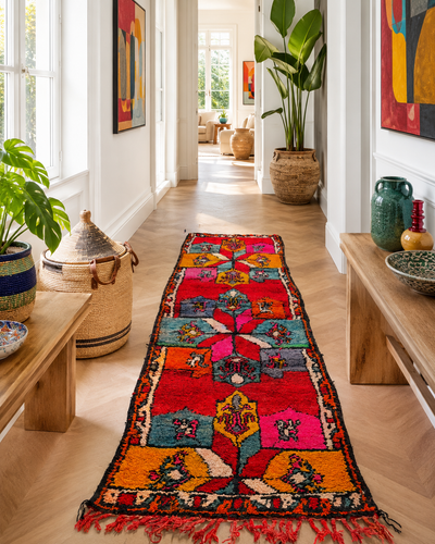 Tapis couloir berbère vintage multicolore - 100 x 300 cm - Sunfire Mosaic