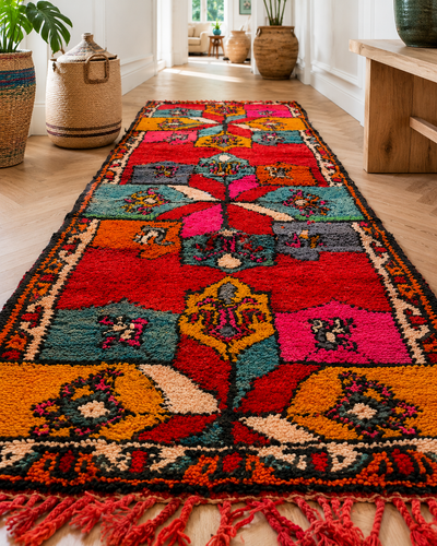 Tapis couloir berbère vintage multicolore - 100 x 300 cm - Sunfire Mosaic
