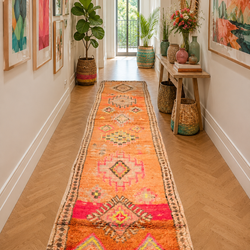 Tapis couloir berbère vintage multicolore - 90x390 cm - Peach Oasis