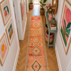 Tapis couloir berbère vintage multicolore - 90x390 cm - Peach Oasis
