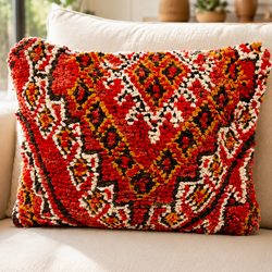 Coussin berbère vintage en laine naturelle 016