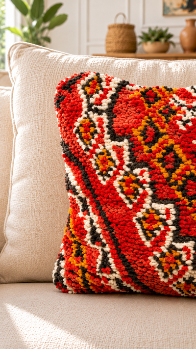 Coussin berbère vintage en laine naturelle 016