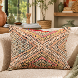 Coussin berbère vintage en laine naturelle - 019
