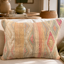 Coussin berbère vintage en laine naturelle - 020