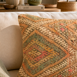 Coussin berbère vintage en laine naturelle - 021