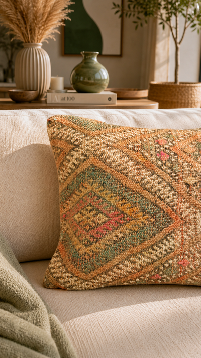 Coussin berbère vintage en laine naturelle - 021