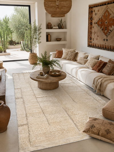 Tapis berbère blanc  - 161 x 258 cm - Whisper lines