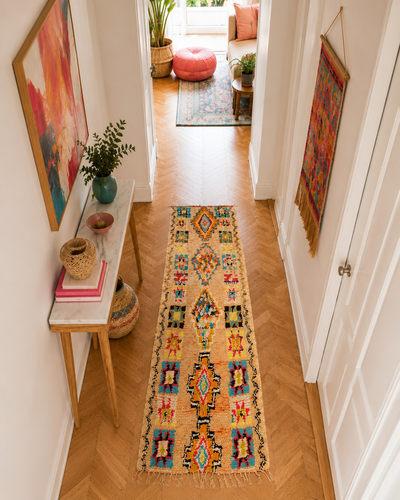 Tapis couloir berbère vintage multicolore - 100x305 cm - Atlas Sunrise