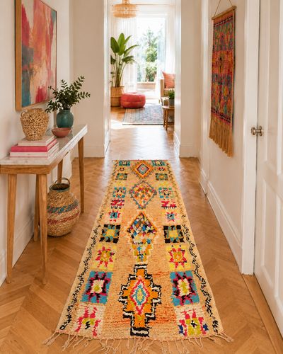Tapis couloir berbère vintage multicolore - 100x305 cm - Atlas Sunrise