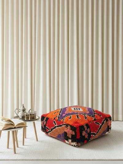 Pouf Berbère Marocain coloré 60 x 60 cm - 001
