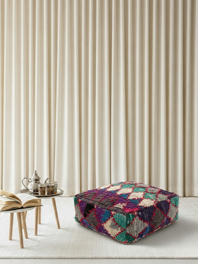 Pouf Berbère Marocain coloré 60 x 60 cm - 003