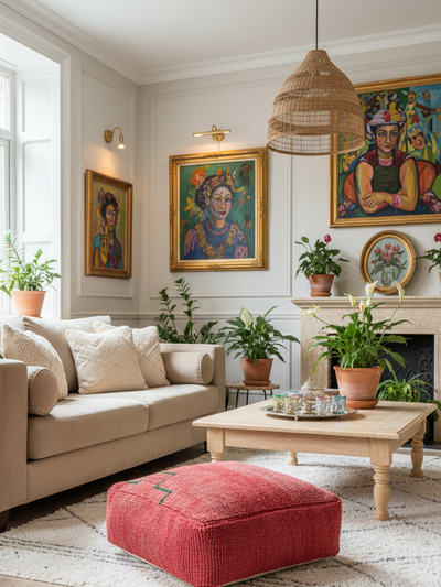 Pouf Berbère Marocain coloré 60 x 60 cm - 004