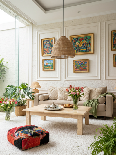 Pouf Berbère Marocain coloré 60 x 60 cm - 005