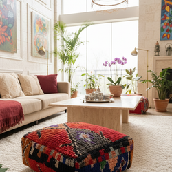 Pouf Berbère Marocain coloré 60 x 60 cm - 006