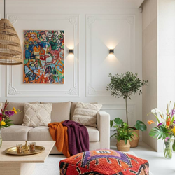 Pouf Berbère Marocain coloré 60 x 60 cm - 001