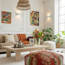 Pouf Berbère Marocain coloré 60 x 60 cm - 002