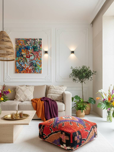 Pouf Berbère Marocain coloré 60 x 60 cm - 001