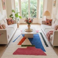 Tapis blanc à motifs colorés- 150x 250 cm - Atlas Geometry