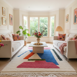 Tapis blanc à motifs colorés- 150x 250 cm - Atlas Geometry