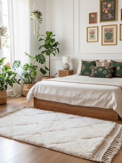 Petit tapis blanc à losanges- 150x 100 cm - White Mirage