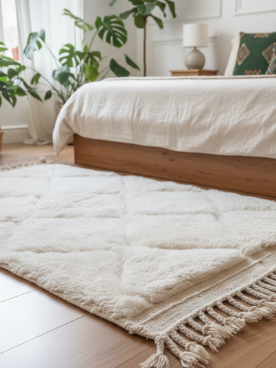 Petit tapis blanc à losanges- 150x 100 cm - White Mirage