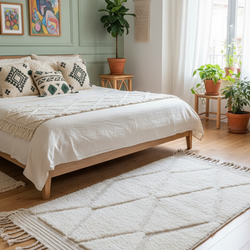 Petit tapis blanc à losanges- 150x 100 cm - Berber Soul