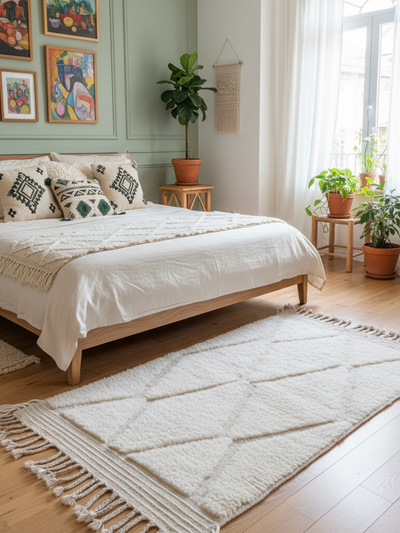 Petit tapis blanc à losanges- 150x 100 cm - Berber Soul