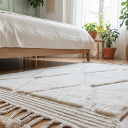 Petit tapis blanc à losanges- 150x 100 cm - Berber Soul