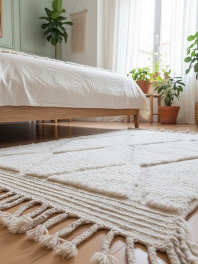 Petit tapis blanc à losanges- 150x 100 cm - Berber Soul