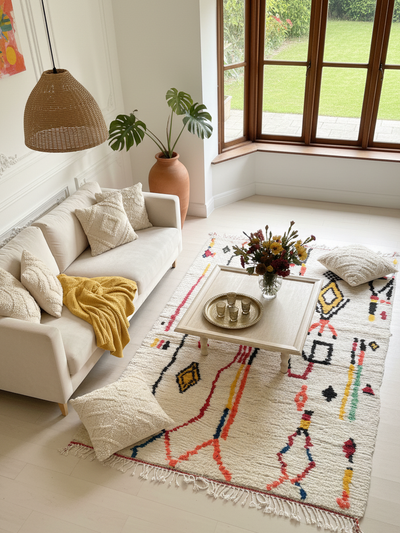 Tapis berbère multicolore- 150x 250 cm - Joyful Lines