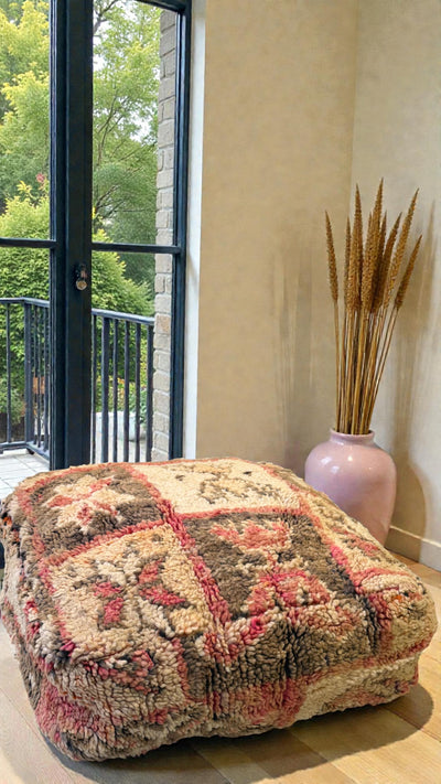 Pouf Berbère Marocain coloré 60 x 60 cm - 006