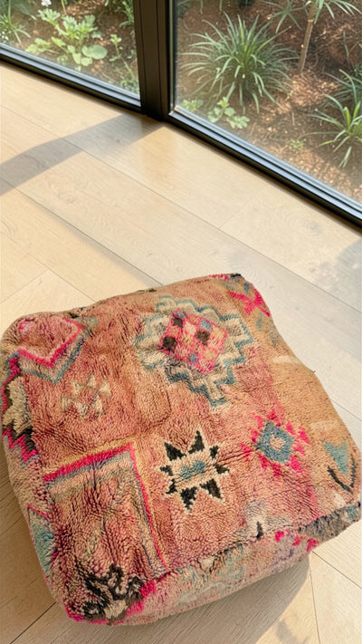 Pouf Berbère Marocain coloré 60 x 60 cm - 009